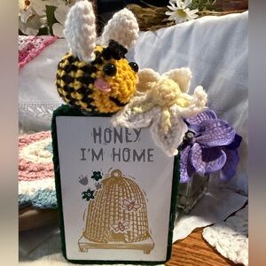 Handcrafted Bee and Flower Home Accent